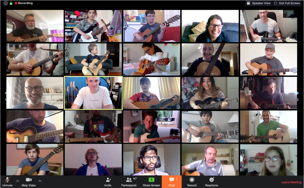 Zoom group lesson Dan Joseph music guitar vocals, bass lessons Teddington