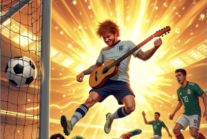 Ed scoring a Goal against Mexico Leap Forward with Guitar Singing Bass Lessons in Teddington Dan Joseph music